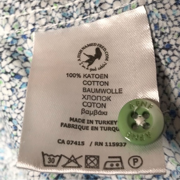 A Fish Named Fred Shirt Short Sleeve Button Up Butterfly Floral Cotton Men's XXL - Picture 13 of 13